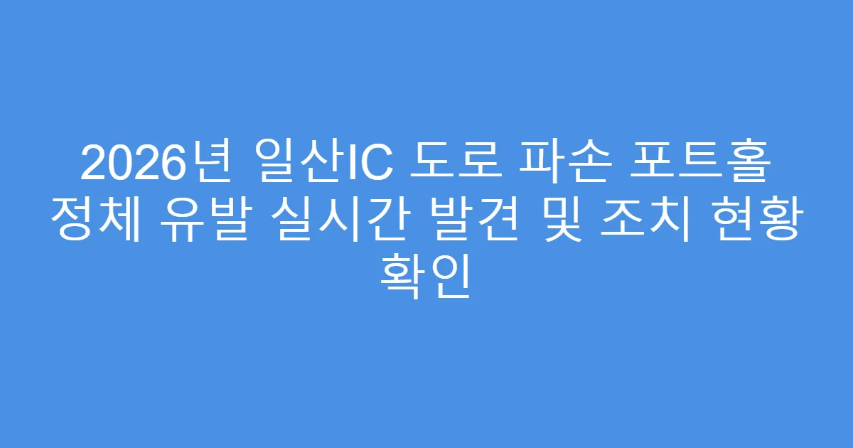 2026년 일산IC 도로 파손 포트홀 정체 유발 실시간 발견 및 조치 현황 확인