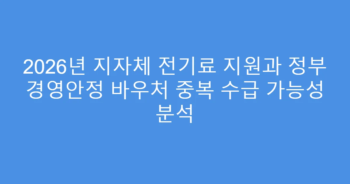 2026년 지자체 전기료 지원과 정부 경영안정 바우처 중복 수급 가능성 분석
