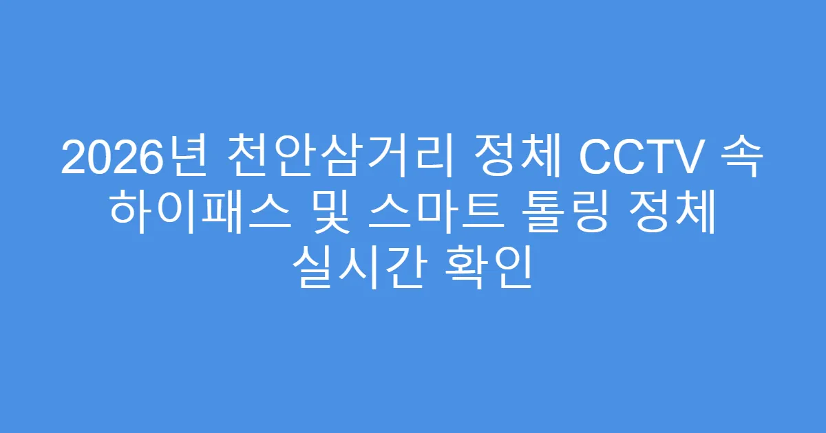 2026년 천안삼거리 정체 CCTV 속 하이패스 및 스마트 톨링 정체 실시간 확인