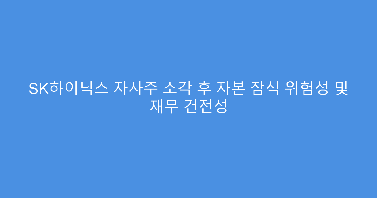 SK하이닉스 자사주 소각 후 자본 잠식 위험성 및 재무 건전성