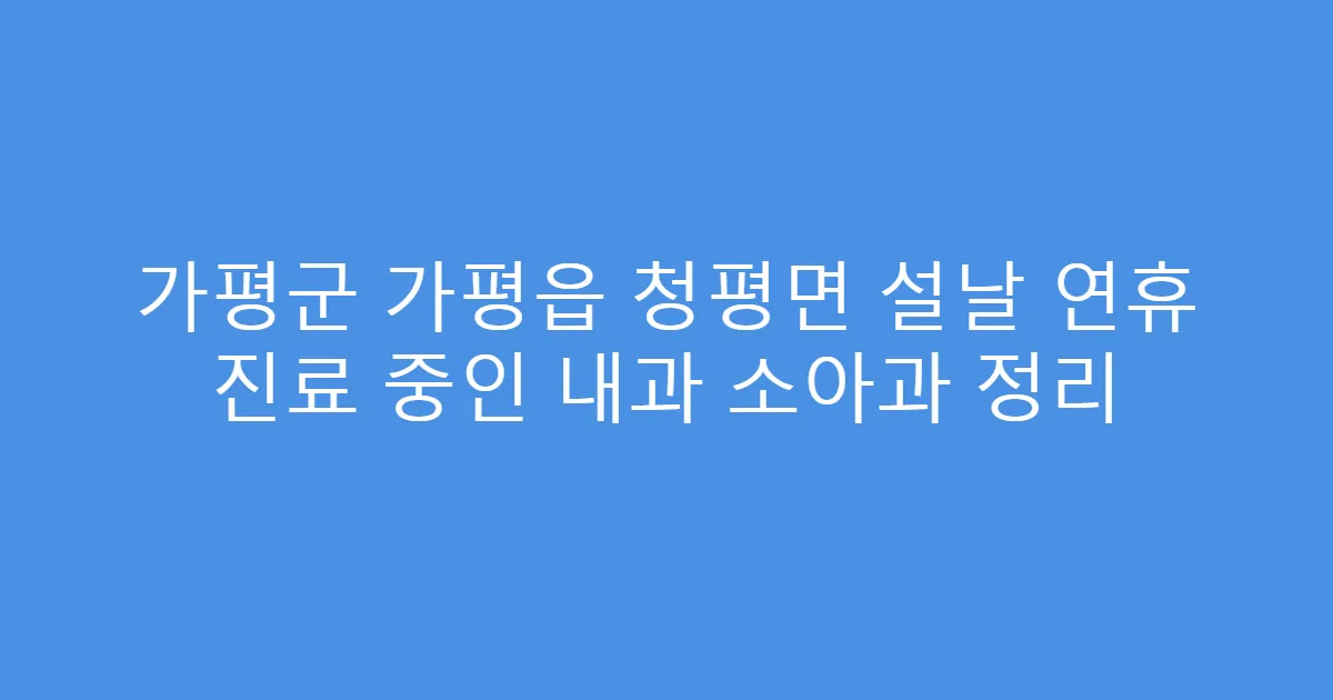 가평군 가평읍 청평면 설날 연휴 진료 중인 내과 소아과 정리