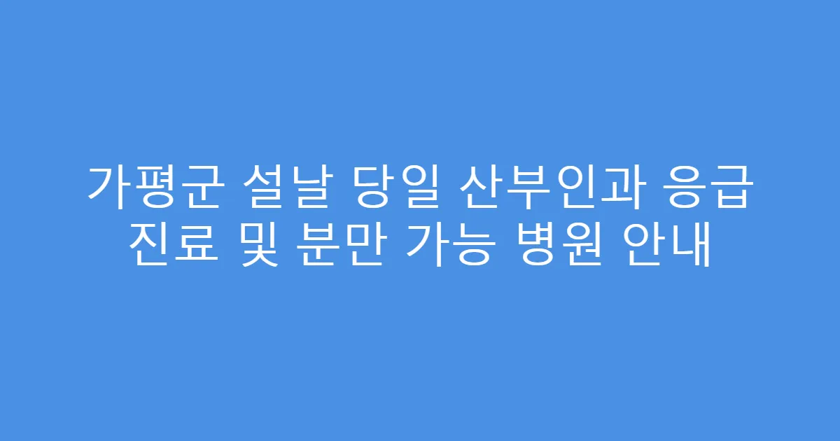 가평군 설날 당일 산부인과 응급 진료 및 분만 가능 병원 안내
