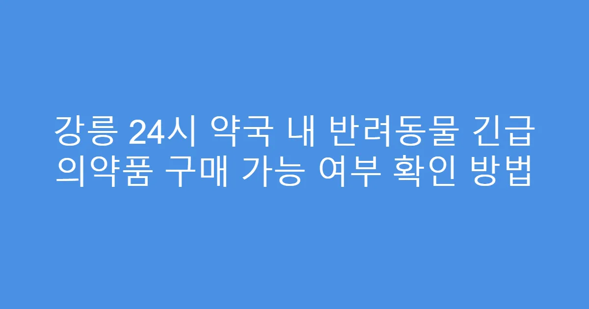 강릉 24시 약국 내 반려동물 긴급 의약품 구매 가능 여부 확인 방법