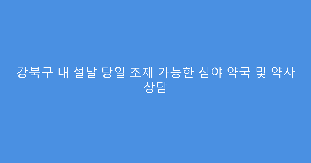강북구 내 설날 당일 조제 가능한 심야 약국 및 약사 상담