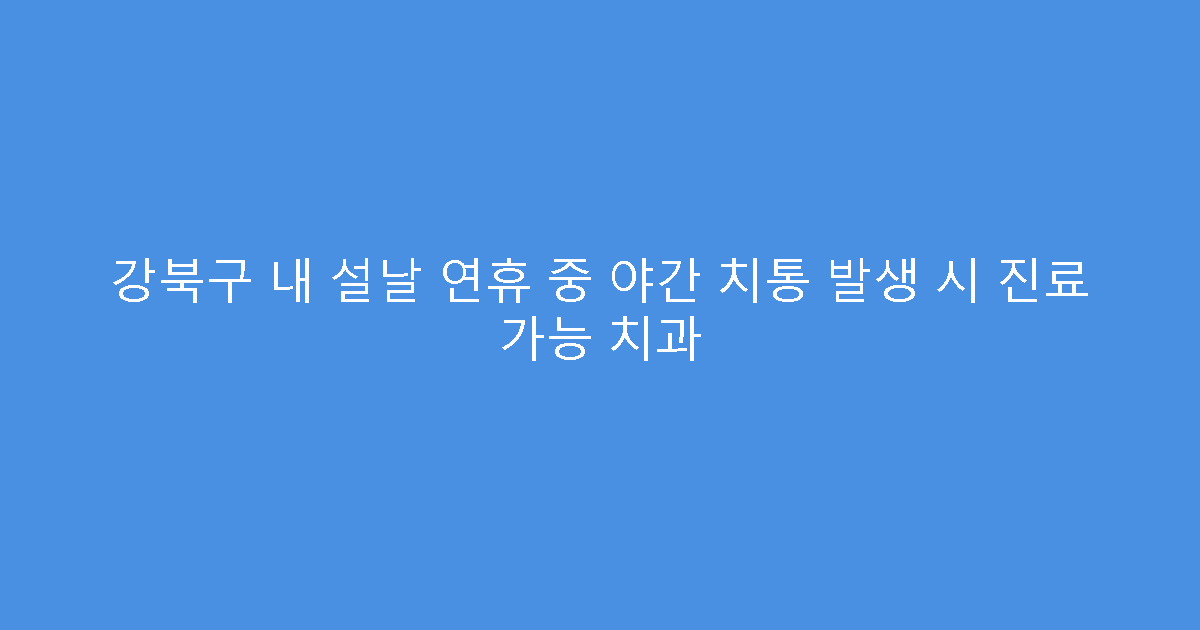 강북구 내 설날 연휴 중 야간 치통 발생 시 진료 가능 치과