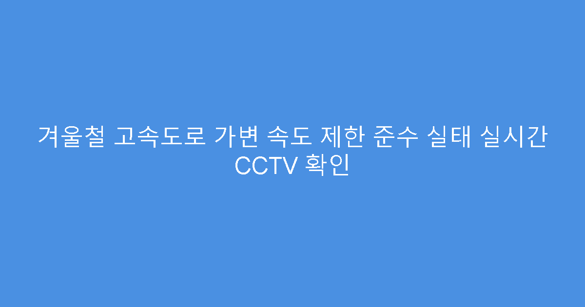 겨울철 고속도로 가변 속도 제한 준수 실태 실시간 CCTV 확인