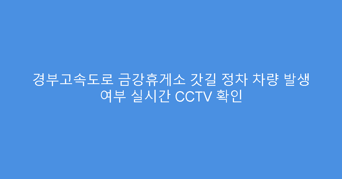 경부고속도로 금강휴게소 갓길 정차 차량 발생 여부 실시간 CCTV 확인