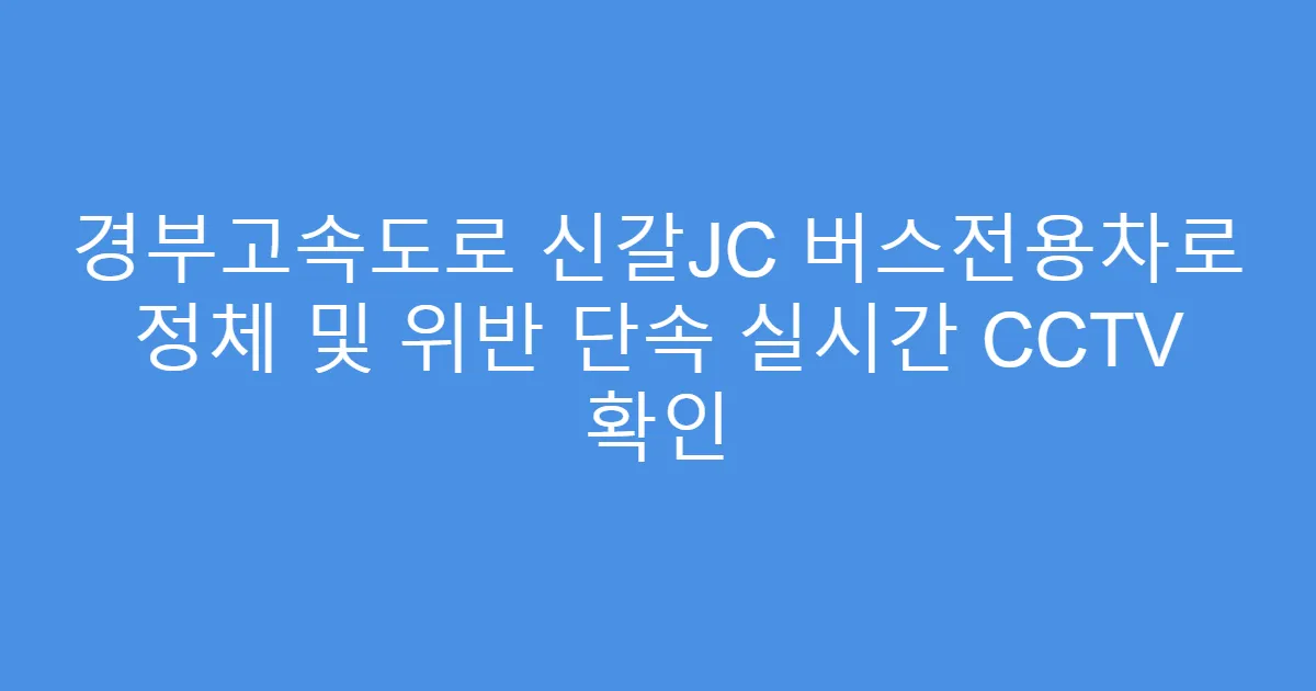 경부고속도로 신갈JC 버스전용차로 정체 및 위반 단속 실시간 CCTV 확인