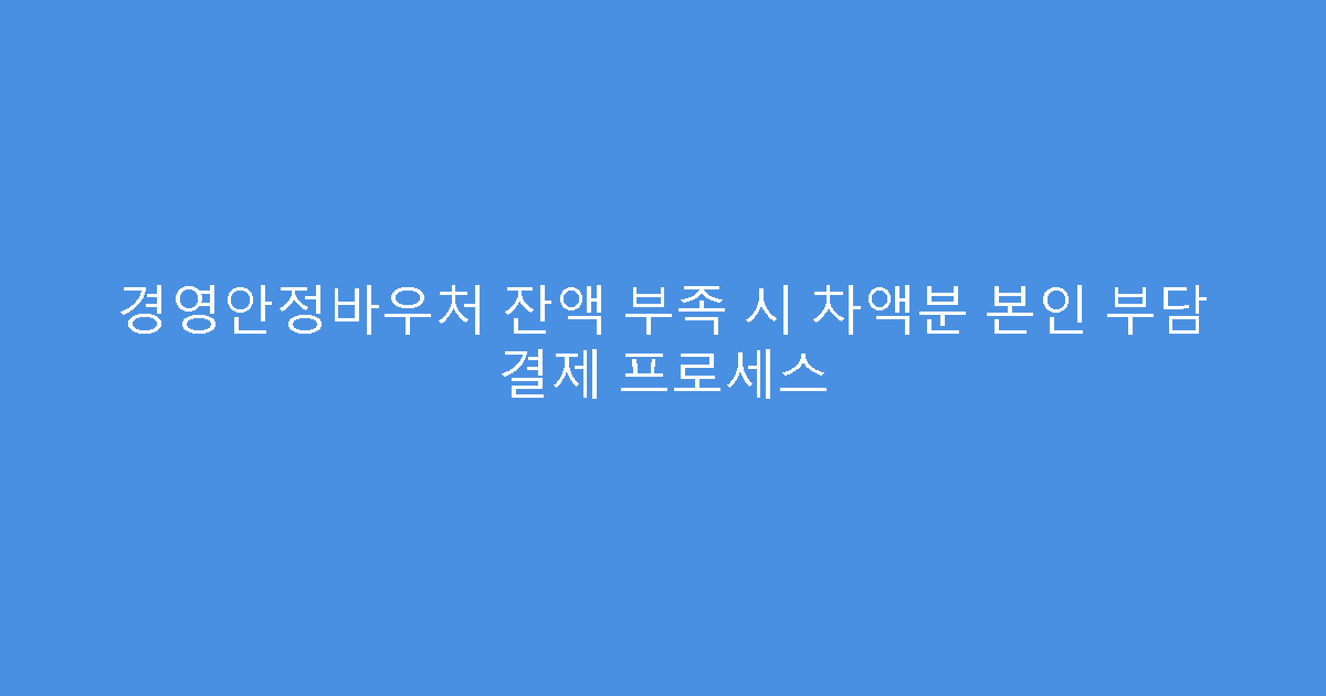 경영안정바우처 잔액 부족 시 차액분 본인 부담 결제 프로세스