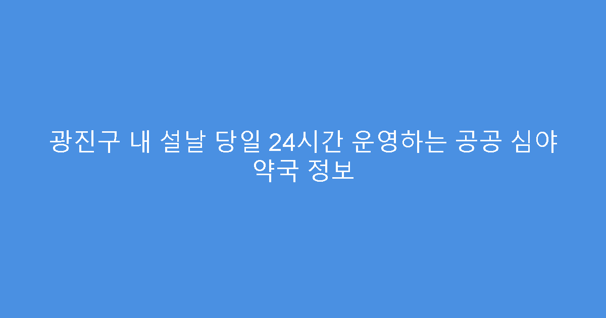 광진구 내 설날 당일 24시간 운영하는 공공 심야 약국 정보