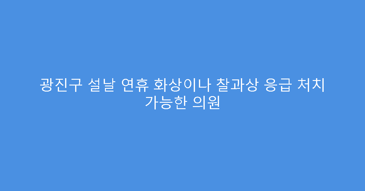 광진구 설날 연휴 화상이나 찰과상 응급 처치 가능한 의원