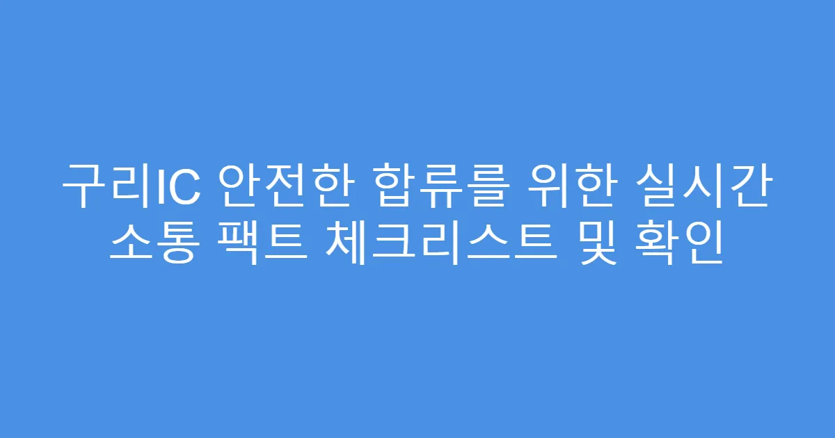 구리IC 안전한 합류를 위한 실시간 소통 팩트 체크리스트 및 확인