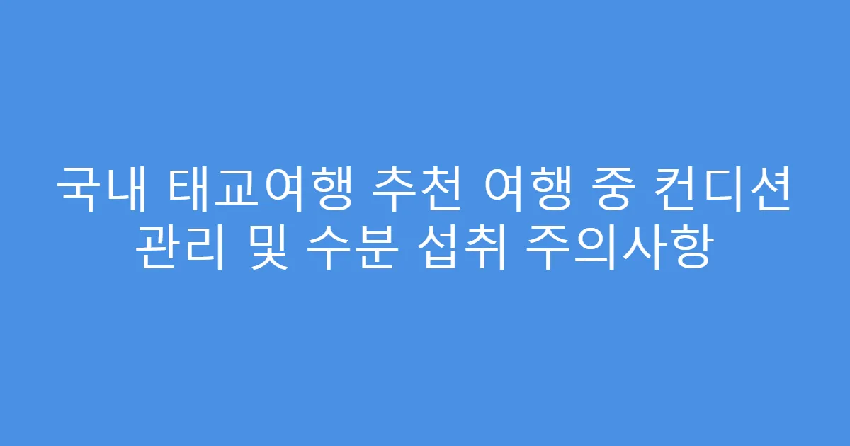 국내 태교여행 추천 여행 중 컨디션 관리 및 수분 섭취 주의사항