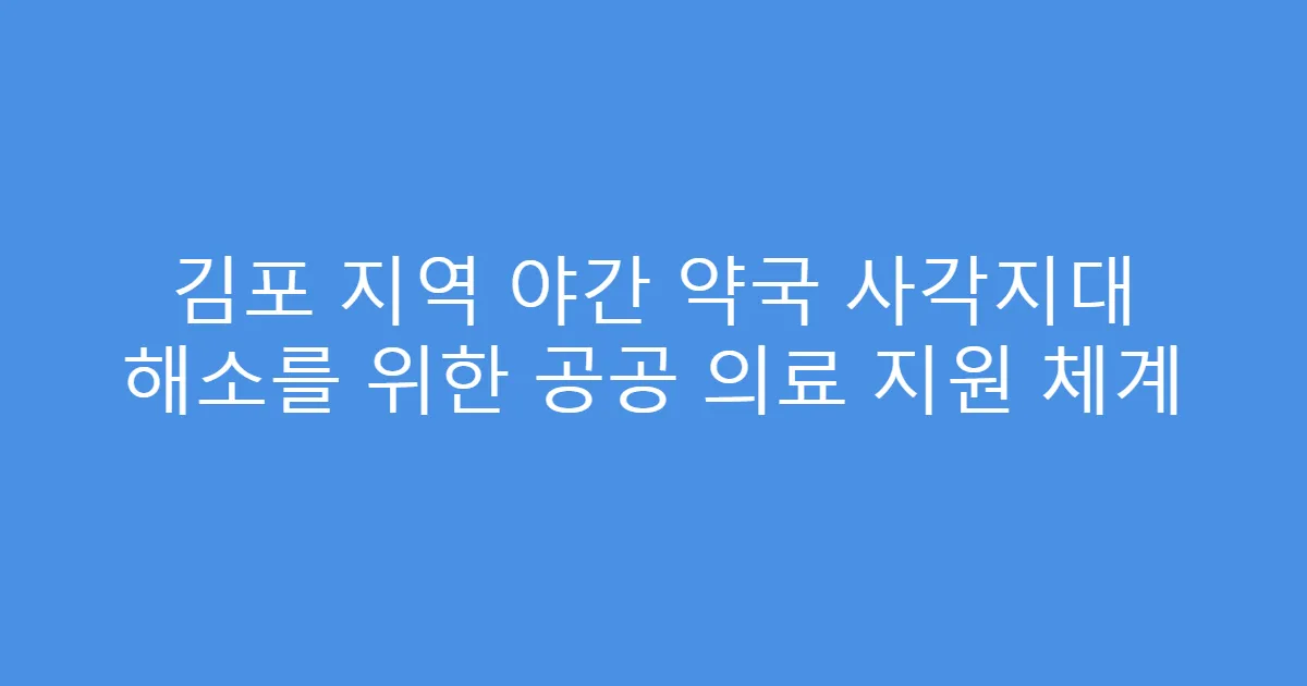 김포 지역 야간 약국 사각지대 해소를 위한 공공 의료 지원 체계