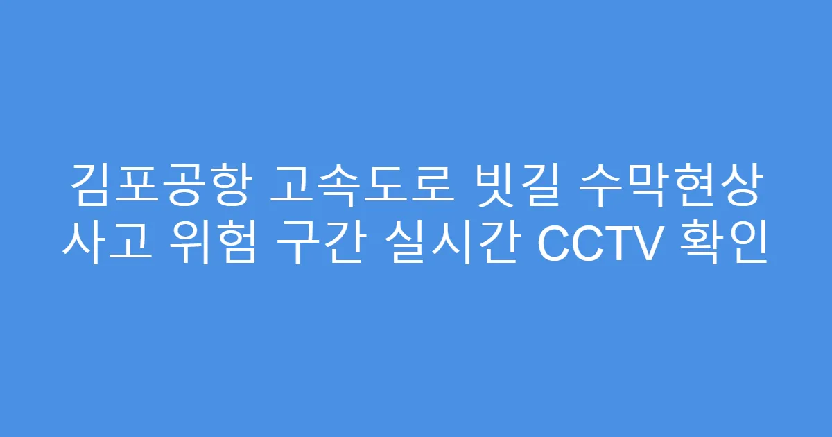 김포공항 고속도로 빗길 수막현상 사고 위험 구간 실시간 CCTV 확인