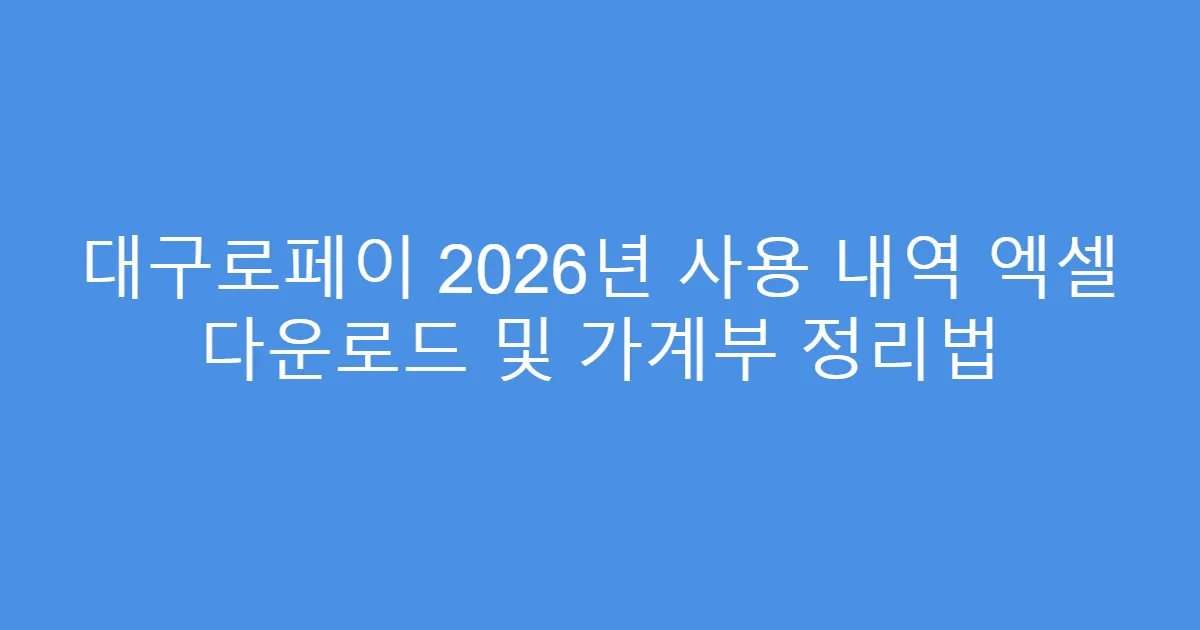 대구로페이 2026년 사용 내역 엑셀 다운로드 및 가계부 정리법