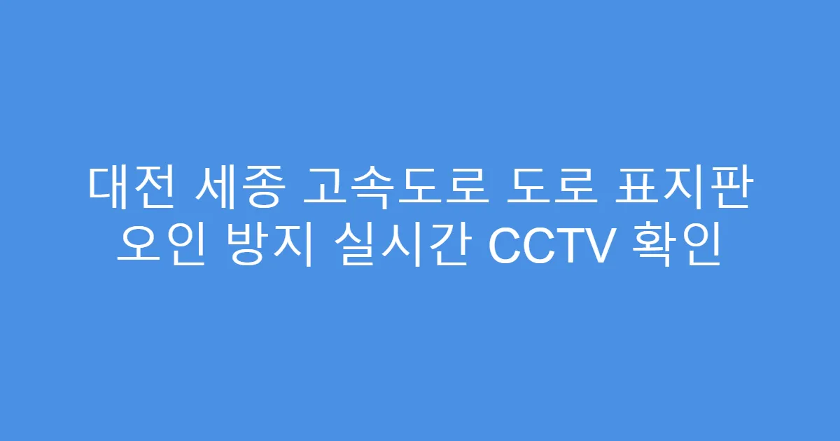 대전 세종 고속도로 도로 표지판 오인 방지 실시간 CCTV 확인