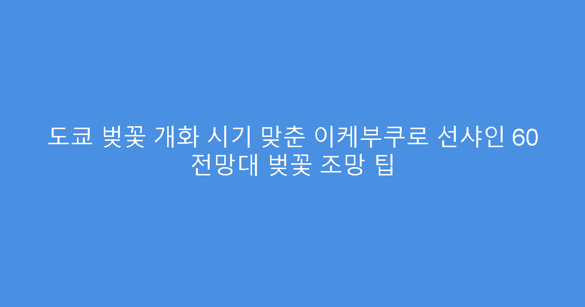 도쿄 벚꽃 개화 시기 맞춘 이케부쿠로 선샤인 60 전망대 벚꽃 조망 팁
