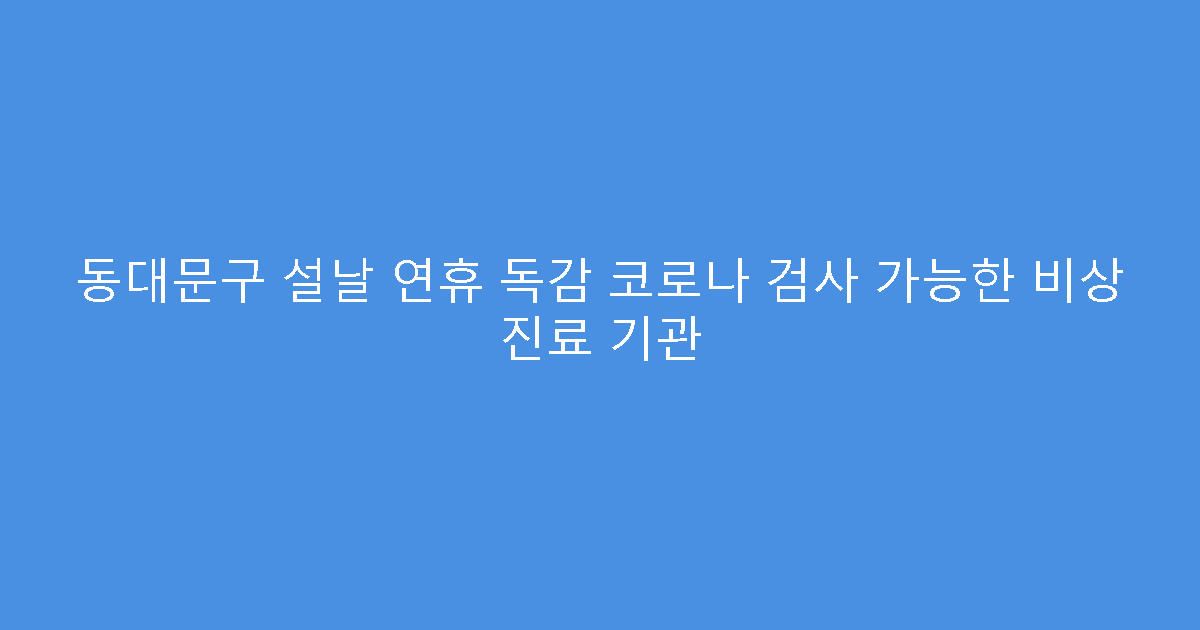 동대문구 설날 연휴 독감 코로나 검사 가능한 비상 진료 기관