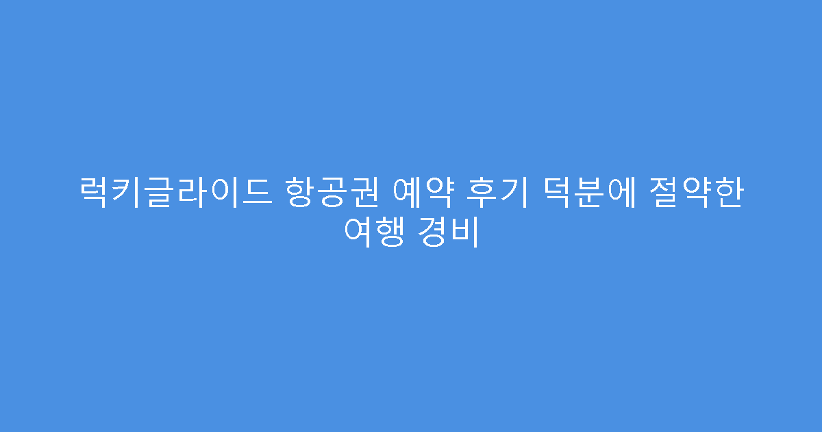 럭키글라이드 항공권 예약 후기 덕분에 절약한 여행 경비