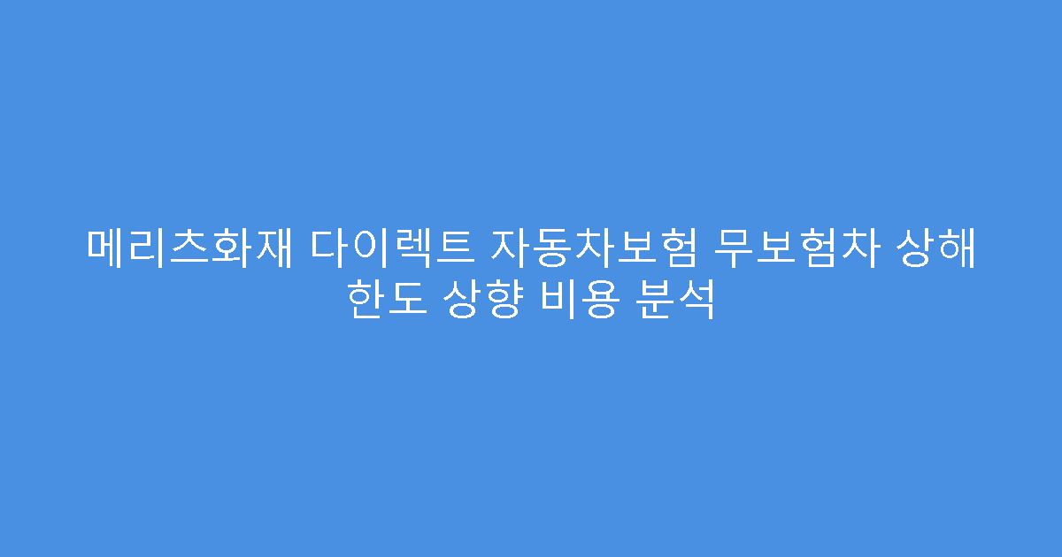 메리츠화재 다이렉트 자동차보험 무보험차 상해 한도 상향 비용 분석