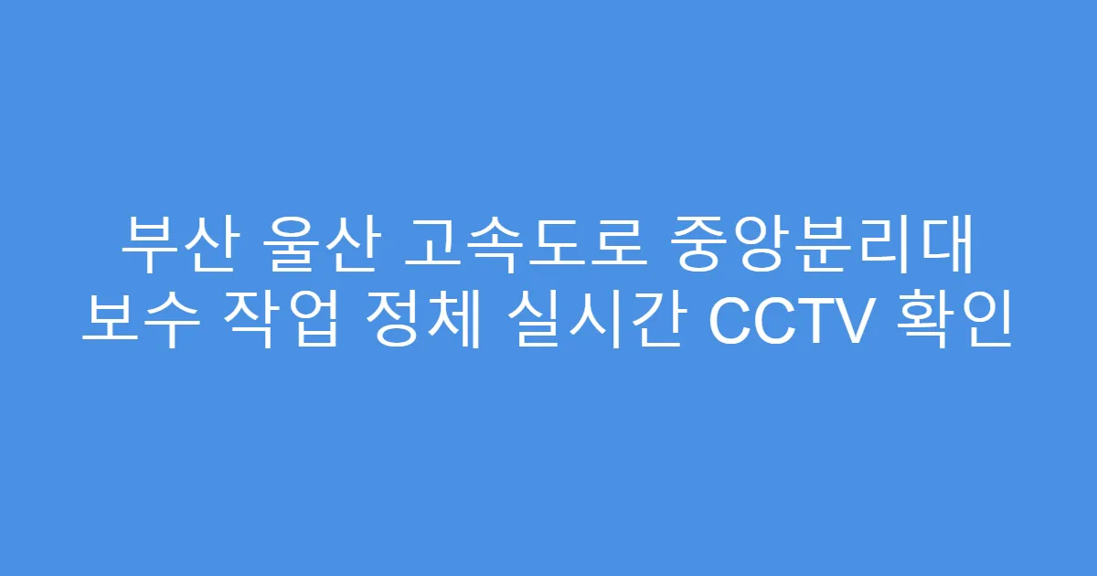 부산 울산 고속도로 중앙분리대 보수 작업 정체 실시간 CCTV 확인