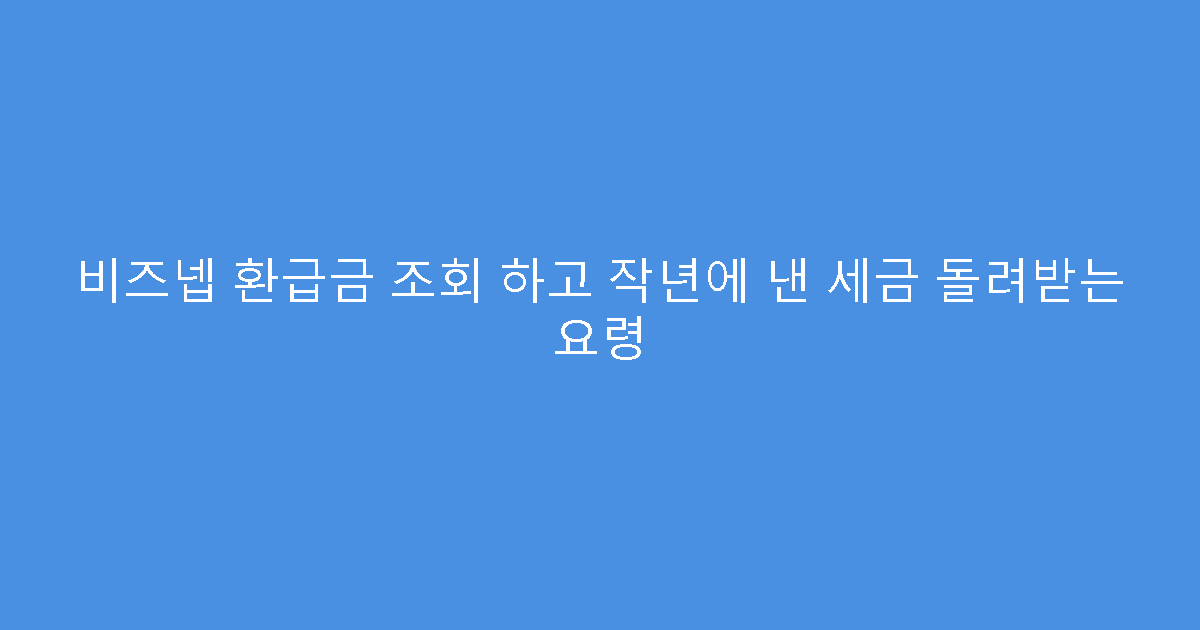 비즈넵 환급금 조회 하고 작년에 낸 세금 돌려받는 요령