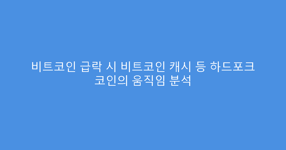 비트코인 급락 시 비트코인 캐시 등 하드포크 코인의 움직임 분석