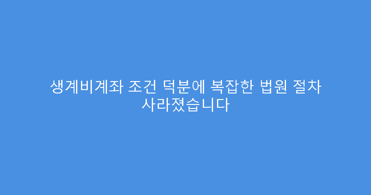 생계비계좌 조건 덕분에 복잡한 법원 절차 사라졌습니다