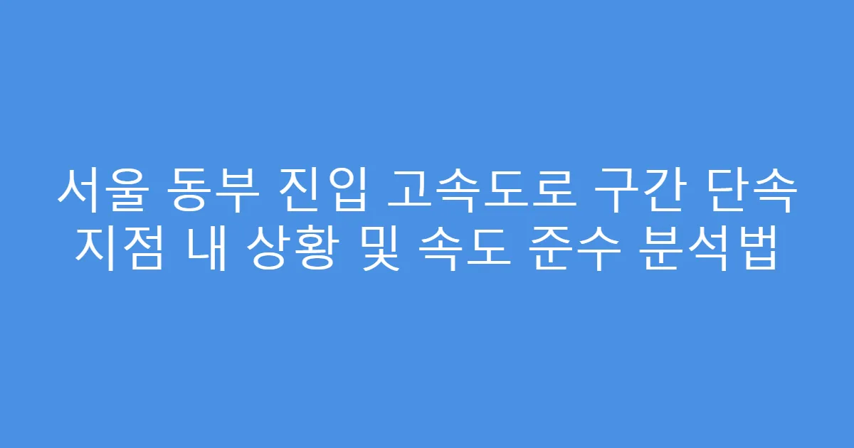서울 동부 진입 고속도로 구간 단속 지점 내 상황 및 속도 준수 분석법