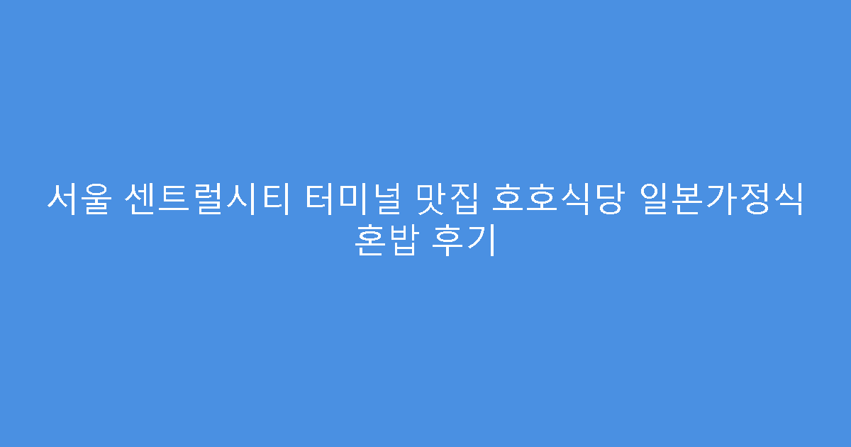 서울 센트럴시티 터미널 맛집 호호식당 일본가정식 혼밥 후기