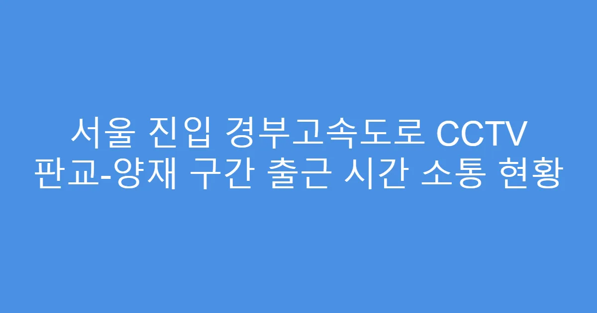 서울 진입 경부고속도로 CCTV 판교-양재 구간 출근 시간 소통 현황