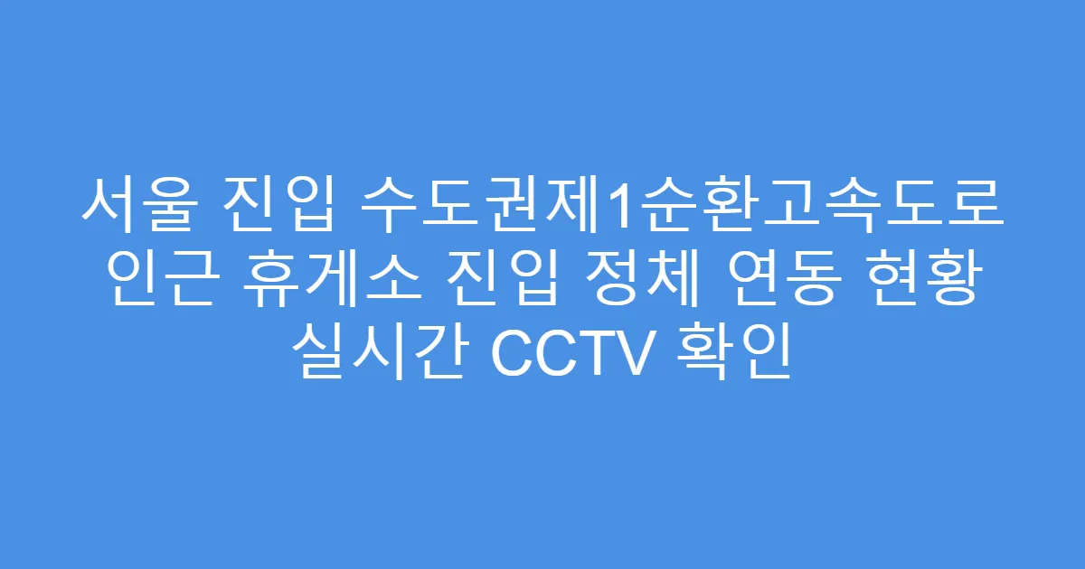 서울 진입 수도권제1순환고속도로 인근 휴게소 진입 정체 연동 현황 실시간 CCTV 확인