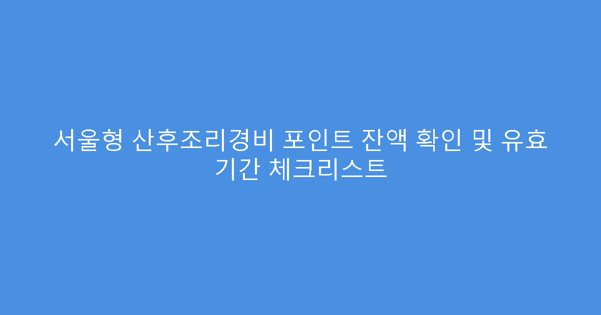 서울형 산후조리경비 포인트 잔액 확인 및 유효 기간 체크리스트