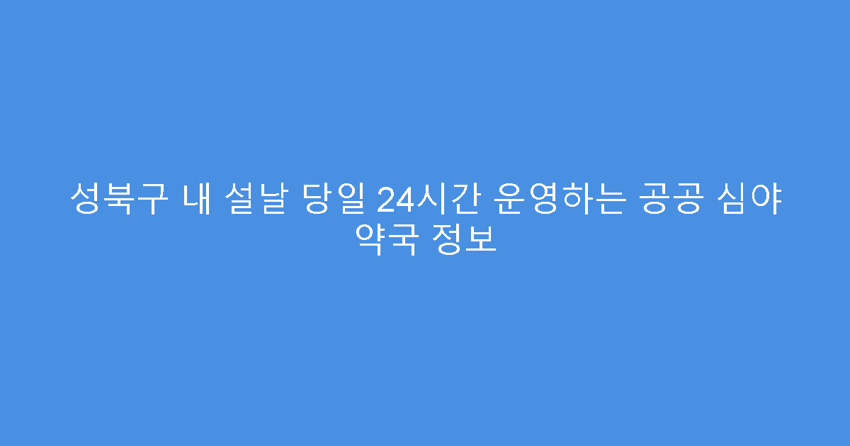 성북구 내 설날 당일 24시간 운영하는 공공 심야 약국 정보