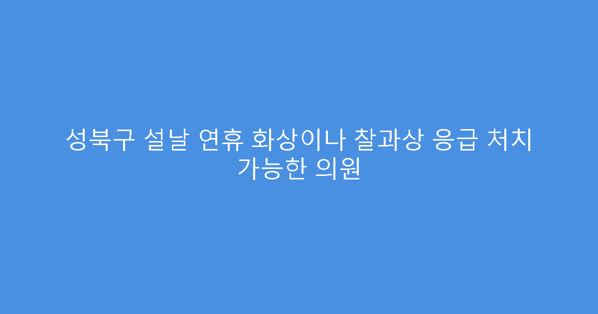 성북구 설날 연휴 화상이나 찰과상 응급 처치 가능한 의원