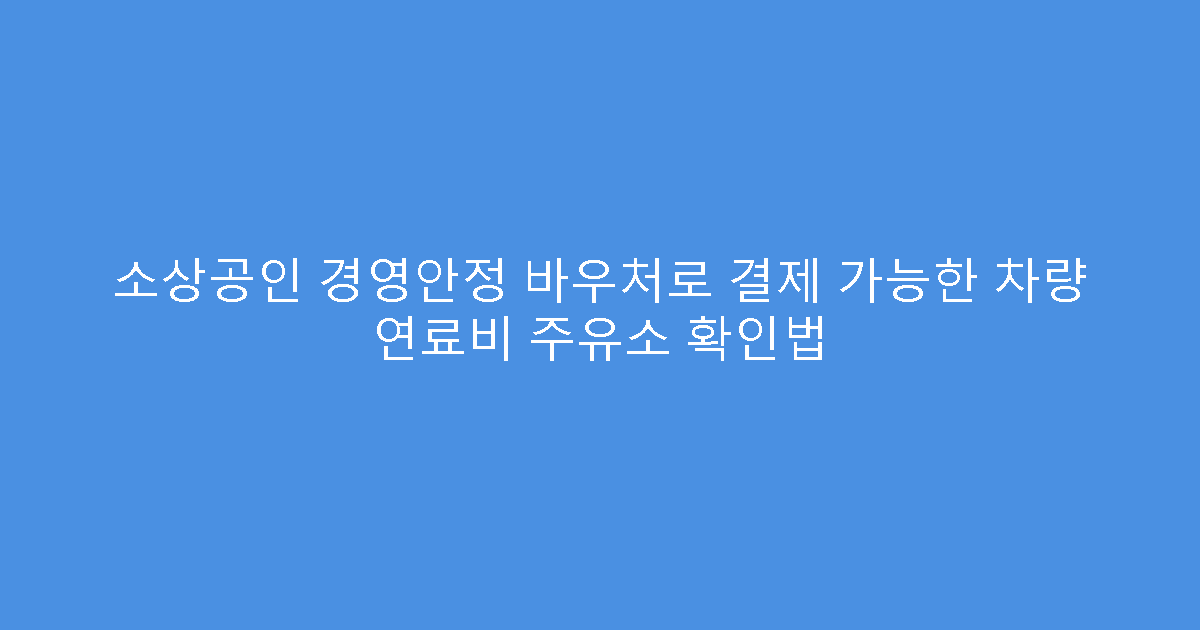 소상공인 경영안정 바우처로 결제 가능한 차량 연료비 주유소 확인법