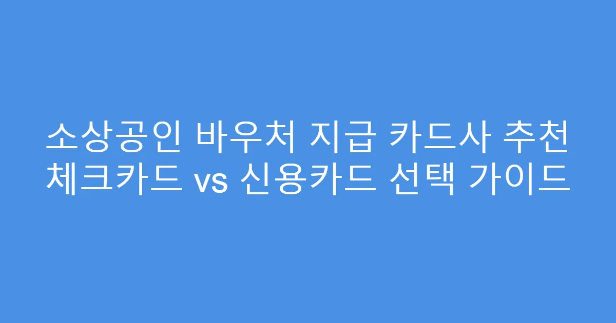 소상공인 바우처 지급 카드사 추천 체크카드 vs 신용카드 선택 가이드