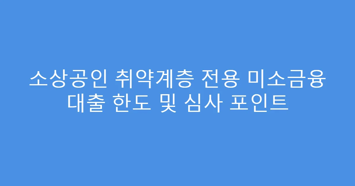 소상공인 취약계층 전용 미소금융 대출 한도 및 심사 포인트