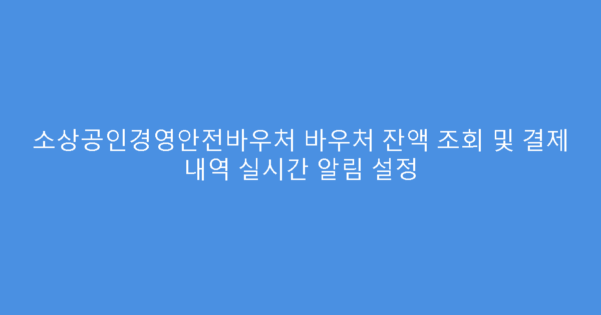 소상공인경영안전바우처 바우처 잔액 조회 및 결제 내역 실시간 알림 설정
