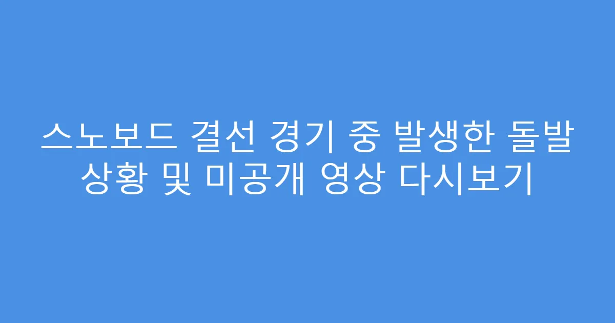 스노보드 결선 경기 중 발생한 돌발 상황 및 미공개 영상 다시보기
