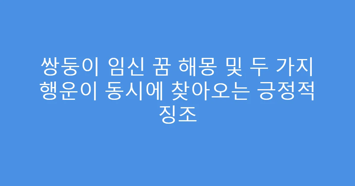 쌍둥이 임신 꿈 해몽 및 두 가지 행운이 동시에 찾아오는 긍정적 징조
