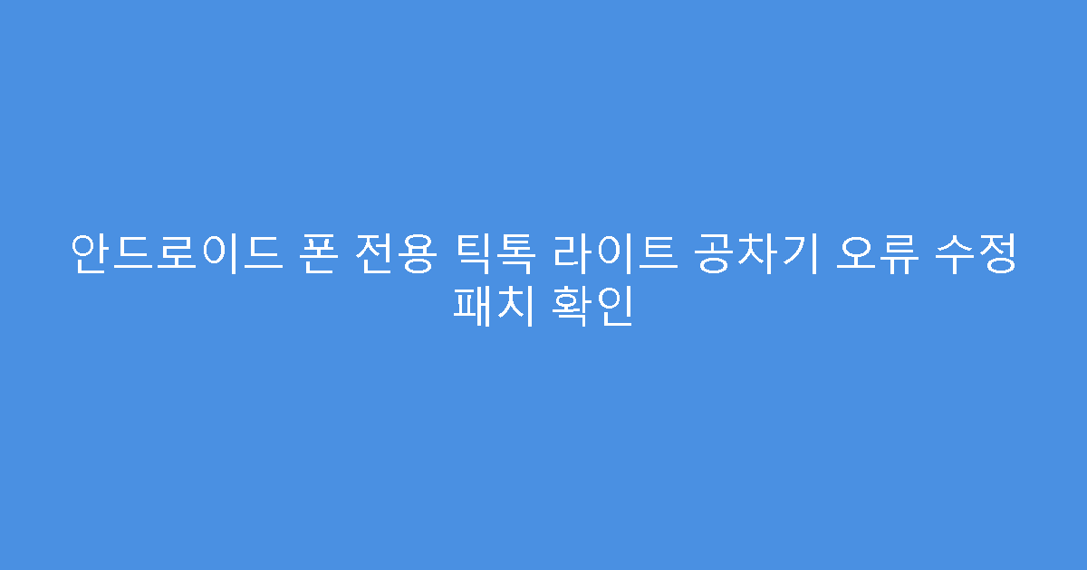 안드로이드 폰 전용 틱톡 라이트 공차기 오류 수정 패치 확인