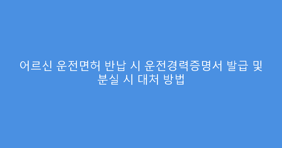 어르신 운전면허 반납 시 운전경력증명서 발급 및 분실 시 대처 방법
