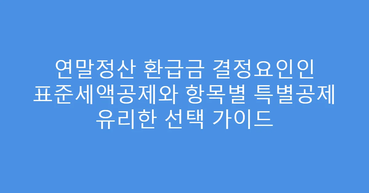 연말정산 환급금 결정요인인 표준세액공제와 항목별 특별공제 유리한 선택 가이드