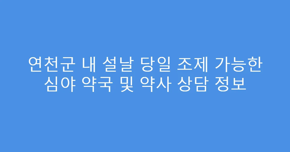 연천군 내 설날 당일 조제 가능한 심야 약국 및 약사 상담 정보