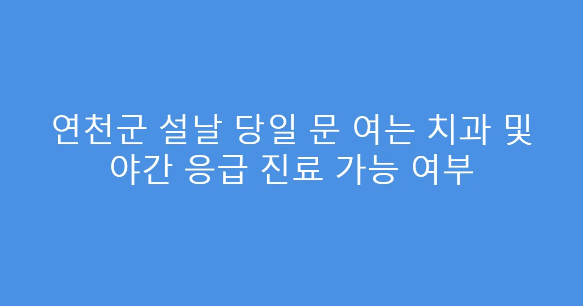 연천군 설날 당일 문 여는 치과 및 야간 응급 진료 가능 여부