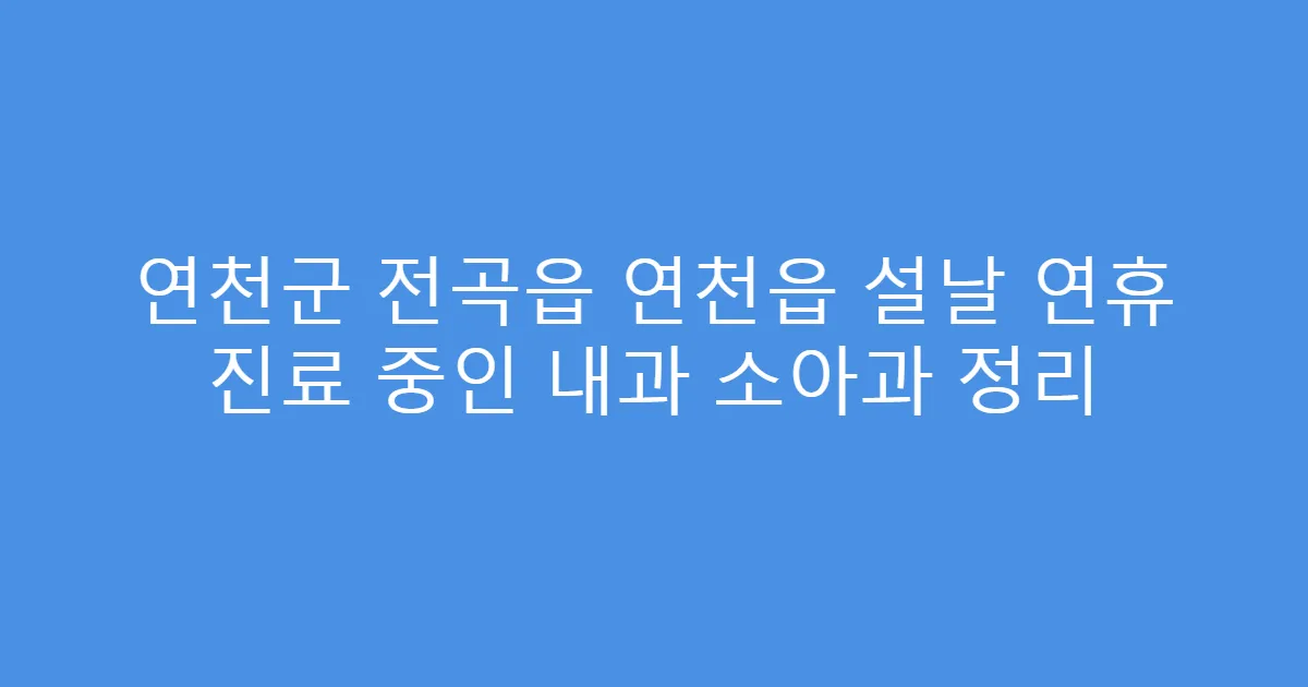 연천군 전곡읍 연천읍 설날 연휴 진료 중인 내과 소아과 정리