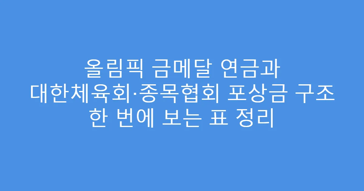 올림픽 금메달 연금과 대한체육회·종목협회 포상금 구조 한 번에 보는 표 정리
