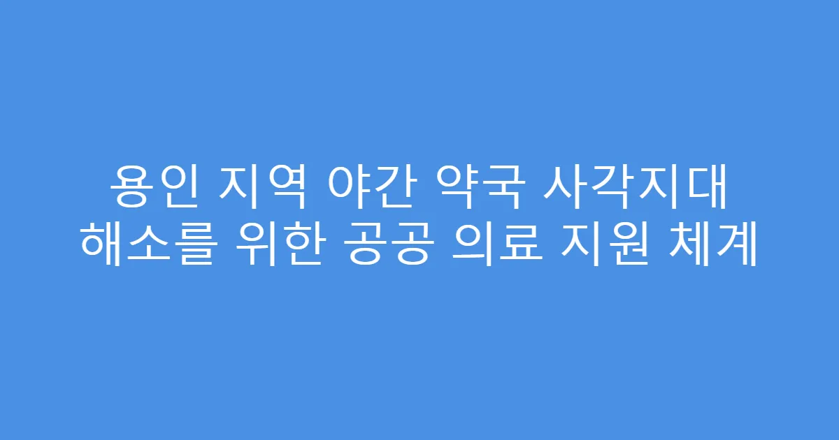 용인 지역 야간 약국 사각지대 해소를 위한 공공 의료 지원 체계
